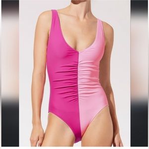 PINK COLORBLOCK SWIMSUIT M